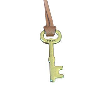 Fossil Brass Key Charm Bag Replacement Genuine Leather Strap Fob Décor Handbag